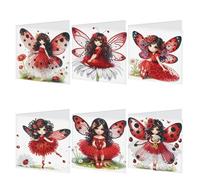 JISHSHAY 6 PCS Elf Diamond Painting Greeting Cards Fairy Diamond Art Birthday Cards with Envelopes Mosaic Kits for Adults Gem Art Gem Painting for Thanksgiving Anniversary Valentine Birthday Festival