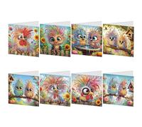 JISHSHAY 8 PCS Diamond Art Greeting Cards Bird Diamond Painting Birthday Cards Animal Gem Art Gem Painting Mosaic Kits for Adults for Thanksgiving Anniversary Valentine Graduation All-Occasion