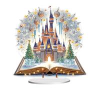 JISHSHAY Christmas Diamond Art Desk Ornaments Diamond Painting Desktop Decoration Gem Art Table Top Decorations Gem Painting Table Ornaments Mosaic Kits for Adults Desk Top Kits Christmas Tree Castle
