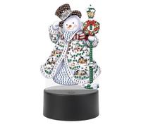 JISHSHAY Christmas Diamond Painting Night Light Diamond Art Table Lamps Gem Art LED Lights Gem Painting Desk Lamp Mosaic Kits for Adults DIY Kits for Adults Paint by Numbers Special Shaped Snowman