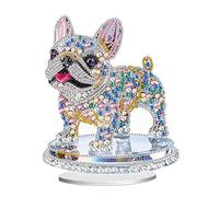 JISHSHAY Diamond Art Desk Ornaments Diamond Painting Desktop Decoration Gem Art Table Top Decorations Gem Painting Table Ornaments Mosaic Kits for Adults Desk Top Kits with Special Shape Dog Bulldog