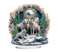 JISHSHAY Diamond Art Desk Ornaments Diamond Painting Desktop Decoration Gem Art Table Top Decorations Gem Painting Table Ornaments Mosaic Kits for Adults Desk Top Kits with Special Shape Wolf