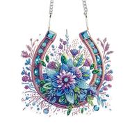 JISHSHAY Diamond Art Hanging Diamond Painting Sun Catchers Gem Art Table Wind Chimes Gem Painting Hanging Pendant Mosaic Kits for Adults Suncatchers Window Hangers with Special Drills Horseshoe Flower