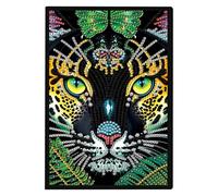 JISHSHAY Diamond Art Notebook Journal Diamond Painting Note Book Gem Art Sketchbook Gem Painting Blank Notebook Mosaic Kits for Adults Diary with Special Shaped Drills 14.5×21cm/5.7×8.26in Panther