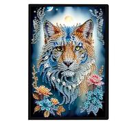 JISHSHAY Diamond Art Notebook Journal Diamond Painting Note Book Gem Art Sketchbook Gem Painting Blank Notebook Mosaic Kits for Adults Diary with Special Shaped Drills 14.5×21cm/5.7×8.26in Tiger