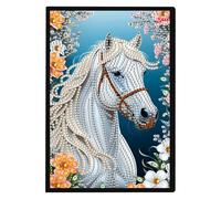 JISHSHAY Diamond Art Notebook Journal Diamond Painting Note Book Gem Art Sketchbook Gem Painting Blank Notebook Mosaic Kits for Adults Diary with Special Shaped Drills 14.5×21cm/5.7×8.26in Horse