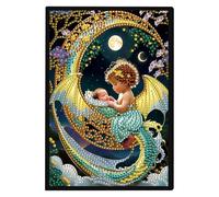 JISHSHAY Diamond Art Notebook Journal Diamond Painting Note Book Gem Art Sketchbook Gem Painting Blank Notebook Mosaic Kits for Adults Diary with Special Shape Drill 14.5×21cm/5.7×8.26in Angel
