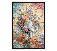 JISHSHAY Diamond Art Notebook Journal Diamond Painting Note Book Gem Art Sketchbook Gem Painting Blank Notebook Mosaic Kits for Adults Diary with Special Shape Drills 14.5×21cm/5.7×8.26in Elephant