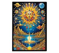 JISHSHAY Diamond Art Notebook Journal Diamond Painting Note Book Gem Art Sketchbook Gem Painting Blank Notebook Mosaic Kits for Adults Diary with Special Shape Drill 14.5×21cm/5.7×8.26in Sun
