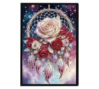 JISHSHAY Diamond Art Notebook Journal Diamond Painting Note Book Gem Art Sketchbook Gem Painting Blank Notebook Mosaic Kits for Adults Diary with Special Drill 14.5×21cm/5.7×8.26in Flower Dreamcatcher