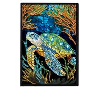 JISHSHAY Diamond Art Notebook Journal Diamond Painting Note Book Gem Art Sketchbook Gem Painting Blank Notebook Mosaic Kits for Adults Diary with Special Shape 14.5×21cm/5.7×8.26in Sea Turtle