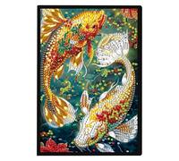 JISHSHAY Diamond Art Notebook Journal Diamond Painting Note Book Gem Art Sketchbook Gem Painting Blank Notebook Mosaic Kits for Adults Diary with Special Shape Drill 14.5×21cm/5.7×8.26in Fish Koi