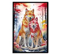 JISHSHAY Diamond Art Notebook Journal Diamond Painting Note Book Gem Art Sketchbook Gem Painting Blank Notebook Mosaic Kits for Adults Diary with Special Shaped Drills 14.5×21cm/5.7×8.26in Wolf