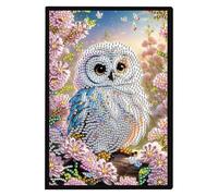 JISHSHAY Diamond Art Notebook Journal Diamond Painting Note Book Gem Art Sketchbook Gem Painting Blank Notebook Mosaic Kits for Adults Diary with Special Shaped 14.5×21cm/5.7×8.26in Owl