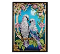 JISHSHAY Diamond Art Notebook Journal Diamond Painting Note Book Gem Art Sketchbook Gem Painting Blank Notebook Mosaic Kits for Adults Diary with Special Shape Drills 14.5×21cm/5.7×8.26in Bird