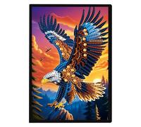 JISHSHAY Diamond Art Notebook Journal Diamond Painting Note Book Gem Art Sketchbook Gem Painting Blank Notebook Mosaic Kits for Adults Diary with Special Shaped Drills 14.5×21cm/5.7×8.26in Eagle