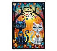 JISHSHAY Diamond Art Notebook Journal Diamond Painting Note Book Gem Art Sketchbook Gem Painting Blank Notebook Mosaic Kits for Adults Diary with Special Shaped 14.5×21cm/5.7×8.26in Cat Heart