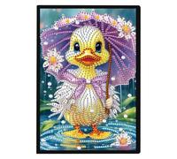 JISHSHAY Diamond Art Notebook Journal Diamond Painting Note Book Gem Art Sketchbook Gem Painting Blank Notebook Mosaic Kits for Adults Diary with Special Shape Drill 14.5×21cm/5.7×8.26in Duck