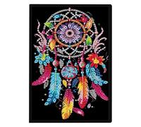 JISHSHAY Diamond Art Notebook Journal Diamond Painting Note Book Gem Art Sketchbook Gem Painting Blank Notebook Mosaic Kits for Adults Diary with Special Drills 14.5×21cm/5.7×8.26in Dreamcatcher