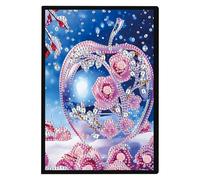 JISHSHAY Diamond Art Notebook Journal Diamond Painting Note Book Gem Art Sketchbook Gem Painting Blank Notebook Mosaic Kits for Adults Diary with Special Shaped 14.5×21cm/5.7×8.26in Apple Flower