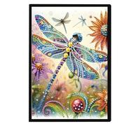 JISHSHAY Diamond Art Notebook Journal Diamond Painting Note Book Gem Art Sketchbook Gem Painting Diary Mosaic Kits for Adults Blank Notebook with Special Drills 14.5×21cm/5.7×8.26in Dragonfly
