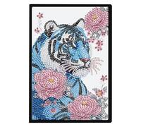 JISHSHAY Diamond Art Notebook Journal Diamond Painting Note Book Gem Art Sketchbook Gem Painting Diary Mosaic Kits for Adults Blank Notebook with Special Shape 14.5×21cm/5.7×8.26in Tiger