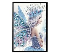 JISHSHAY Diamond Art Notebook Journal Diamond Painting Note Book Gem Art Sketchbook Gem Painting Diary Mosaic Kits for Adults Blank Notebook with Special Shaped 14.5×21cm/5.7×8.26in Elf Fairy