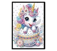 JISHSHAY Diamond Art Notebook Journal Diamond Painting Note Book Gem Art Sketchbook Gem Painting Diary Mosaic Kits for Adults Blank Notebook with Special Shaped 14.5×21cm/5.7×8.26in Unicorn