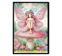 JISHSHAY Diamond Art Notebook Journal Diamond Painting Note Book Gem Art Sketchbook Gem Painting Diary Mosaic Kits for Adult Blank Notebook with Special Shape 14.5×21cm/5.7×8.26in Elf Fairy Mushroom
