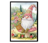 JISHSHAY Diamond Art Notebook Journal Diamond Painting Note Book Gem Art Sketchbook Gem Painting Diary Mosaic Kits for Adults Blank Notebook with Special Drills 14.5×21cm/5.7×8.26in Gnome Mushroom