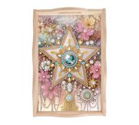 JISHSHAY Diamond Art Serving Tray Diamond Painting Food Tray Gem Art Serving Platter Gem Painting Mosaic Kits for Adults DIY Kits for Adults, with Wood Handle 20×30cm/7.87×11.81in, Star Flower