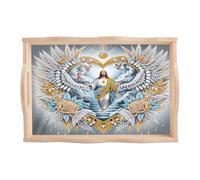 JISHSHAY Diamond Art Serving Tray Diamond Painting Food Tray Gem Art Serving Platter Gem Painting Mosaic Kits for Adults DIY Kits for Adults Table Decor, with Handle 20×30cm/7.87×11.81in, Jesus