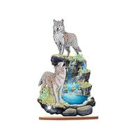 JISHSHAY Diamond Art Table Top Decorations Wolf Diamond Painting Table Ornaments Animal Gem Painting Desktop Decoration Wolf Gem Art Desk Ornaments Mosaic Kits for Adults Embroidery Desk Top