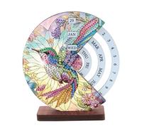 JISHSHAY Diamond Painting Calendar Bird Diamond Art Calendar Wheel Hummingbird Gem Art Desk Date Display Gem Painting Desk Date Jigsaw Puzzles Table Ornaments Embroidery Kit Desktop Decoration