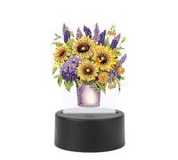 JISHSHAY Diamond Painting Night Light Diamond Art Table Lamp Gem Art LED Light Gem Painting Desk Lamp Mosaic Kits for Adults DIY Kits for Adults Paint by Numbers with Special Shape Drills Flower