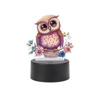JISHSHAY Diamond Painting Night Light Diamond Art Table Lamps Gem Art LED Lights Gem Painting Desk Lamp Mosaic Kits for Adults DIY Kits for Adults Paint by Numbers, with Special Shaped Crystal, Owl
