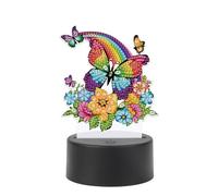 JISHSHAY Diamond Painting Night Light Diamond Art Table Lamps Gem Art LED Lights Gem Painting Desk Lamp Mosaic Kits for Adults DIY Kits for Adults with Special Drill Rainbow Butterfly Flower