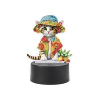 JISHSHAY Diamond Painting Night Light Diamond Art Table Lamps Gem Art LED Lights Gem Painting Desk Lamp Mosaic Kits for Adults DIY Kits for Adults Paint by Numbers Special Shaped Cat