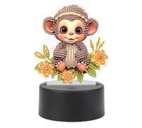 JISHSHAY Diamond Painting Night Light Diamond Art Table Lamps Gem Art LED Lights Gem Painting Desk Lamp Mosaic Kits for Adults DIY Kits for Adults Paint by Numbers with Special Drills Monkey