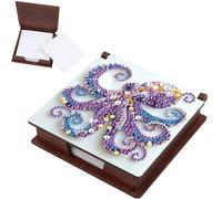 JISHSHAY Diamond Painting Note Box Octopus Diamond Art Notecard Box Gem Art Sticky Note Holder Gem Painting Embroidery Kit Mosaic Kits for Adults Memo Pad Holder, Contains 160 Sheets of Paper