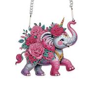 JISHSHAY Diamond Painting Pendant 5D DIY Elephant Flower Diamond Art Wind Chime Special Shaped Crystal Crystal Suncatcher Garden Wind Chimes Wind Chimes Outdoor Garden Diamond Art Keyrings Decor