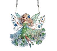 JISHSHAY Diamond Painting Pendant 5D DIY Elf Fairy Angel Art Wind Chime Special Shaped Crystal Suncatcher Garden Outdoor Keyrings Decor