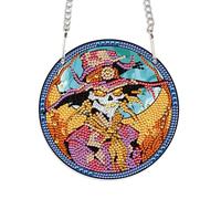 JISHSHAY Diamond Painting Pendant 5D DIY Halloween Diamond Art Wind Chime with Skull Ghost Clown Specter Special Shaped Crystal Halloween Toys Decoration for Adults