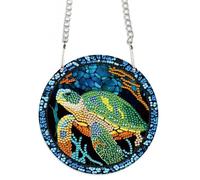 JISHSHAY Diamond Painting Pendant Sea Turtle Wind Chimes Special Shape Crystal Suncatcher Gem Art Kits Jewel Window Hanging Pendants Decorations