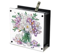 JISHSHAY Diamond Painting Piggy Bank Flower Diamond Art Kits for Adults Coin Bank Gem Art Saving Box Flower Gem Painting Money Saving Box Mosaic Kits for Adults Embroidery Money Holder 5.86×5.86in