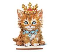 JISHSHAY Diamond Painting Tabletop Decoration 5D DIY Cat Diamond Art Desk Ornament Cat Special Shaped Crystal Acrylic Desktop Ornament Diamond Art Kits for Adults Home Decor Handmade Craft