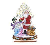 JISHSHAY Diamond Painting Tabletop Decoration 5D DIY Christmas Diamond Art Desktop Ornaments with Santa Claus Snowman Special Shaped Crystal Christmas Diamond Art Christmas Decorations