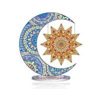 JISHSHAY Diamond Painting Tabletop Decoration 5D DIY Moon Star Diamond Art Desk Ornament Mandala Special Shaped Crystal Acrylic Desktop Ornament Diamond Art Kits for Adults Home Decor
