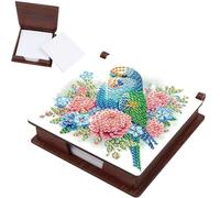JISHSHAY Flower Bird Diamond Art Note Box Diamond Painting Notecard Box Gem Art Sticky Note Holder Gem Painting Memo Pad Holder Mosaic Kits for Adults Post It Dispenser, Contains 160 Sheets of Paper