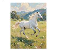 JISHSHAY Horse Grassland Diamond Painting Round Drill Animal Diamond Art Round Beads Gem Art Gem Painting Mosaic Kits for Adults Embroidery Jigsaw Puzzles Room Decor Wall Decor 15.75×19.69in